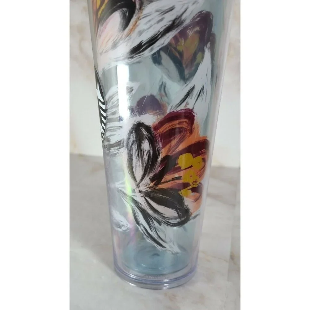 2019 Starbucks Pink Peony Floral‎ Venti 24 Oz Tumbler Pink Lid NO STRAW